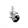 Service Caster 3.5 Inch Soft Rubber Wheel Swivel 7/8 Inch Square Stem Caster with Brake SCC SCC-SQ20S3514-SRS-TLB-78